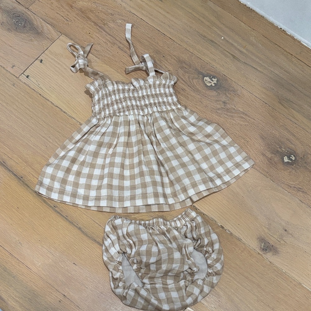 Charming Tan and White Checkered Diaper Cover Set